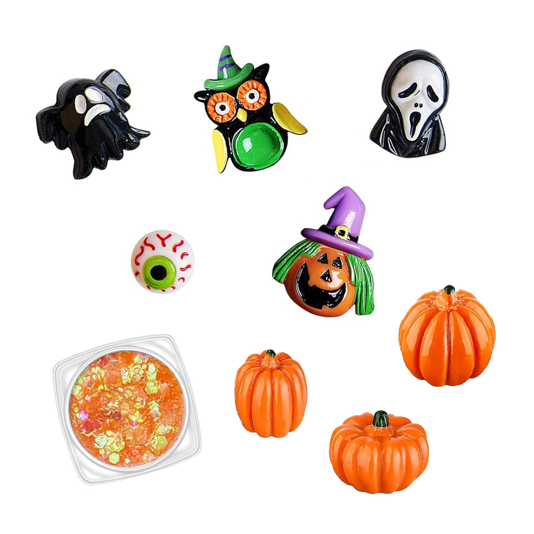 Mini set deco figure Halloween 8 figure resina glitter