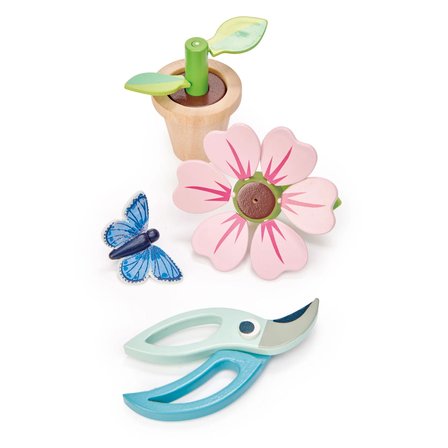Tender Leaf Blossom Flowerpot Set Gioco Giardiniere Legno