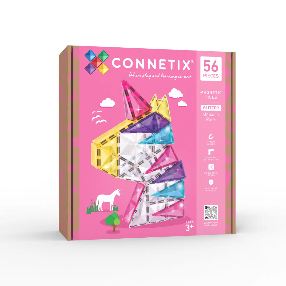 Connetix Glitter Unicorn Pack costruzioni magnetiche 56 pezzi