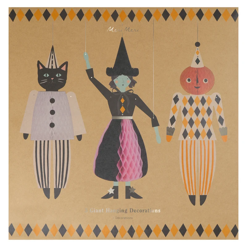 Meri Meri decorazioni Halloween strega zucca gatto 3 pezzi