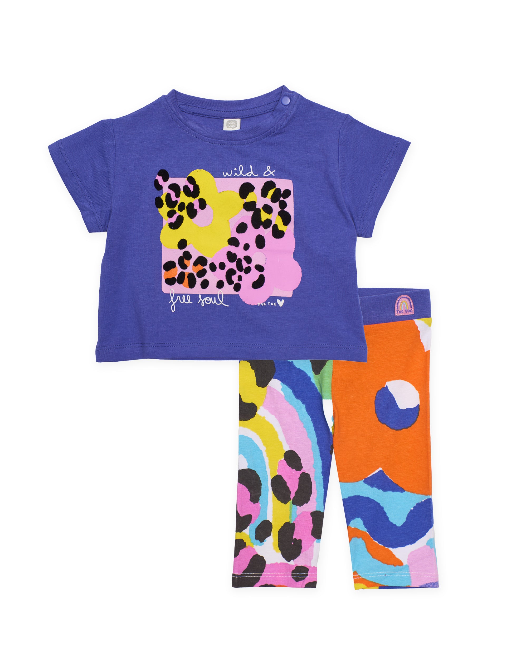 Tuc Tuc completo bambina lilla maglia + leggings astratto