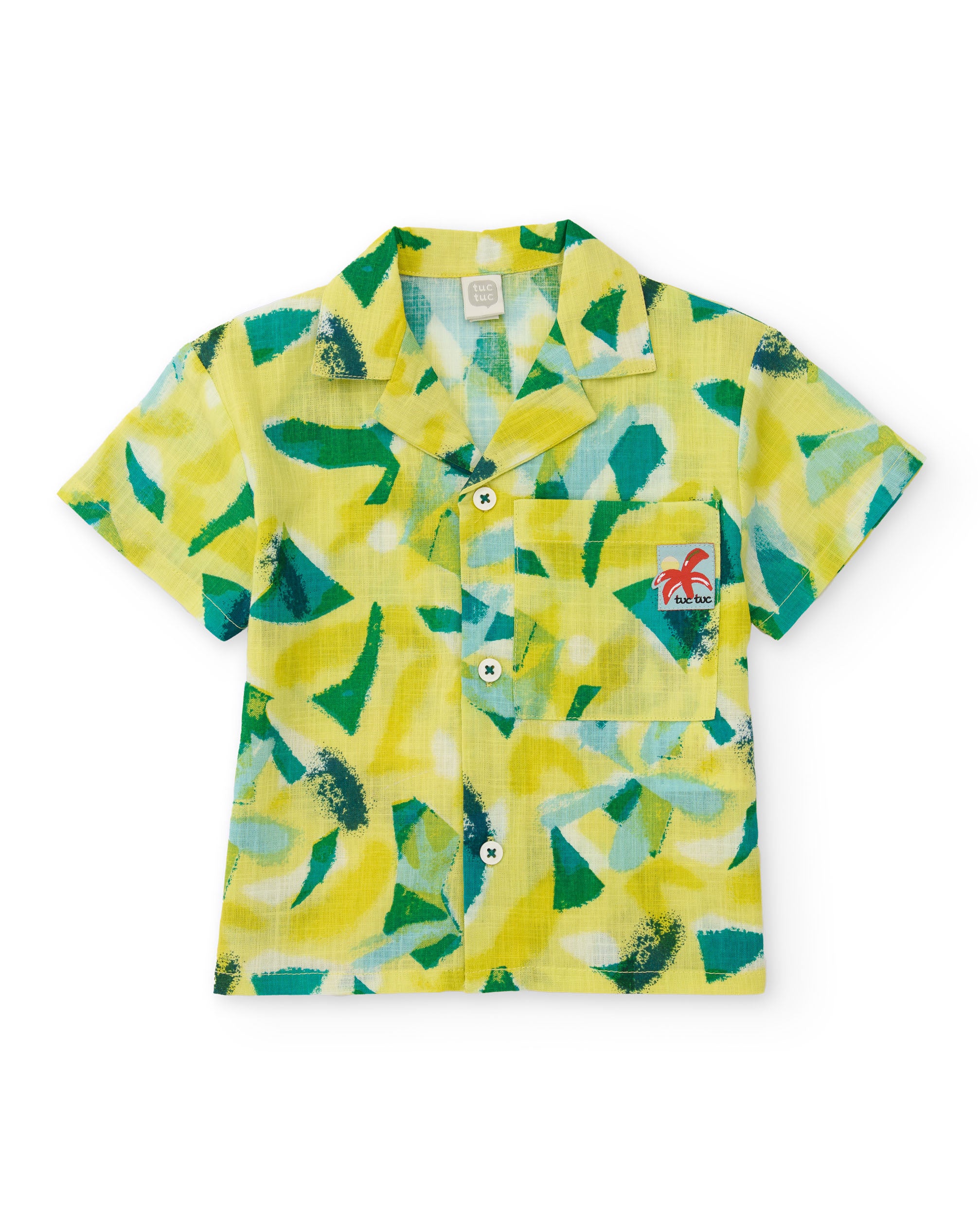 Tuc Tuc camicia bambino gialla fantasia astratta taschino