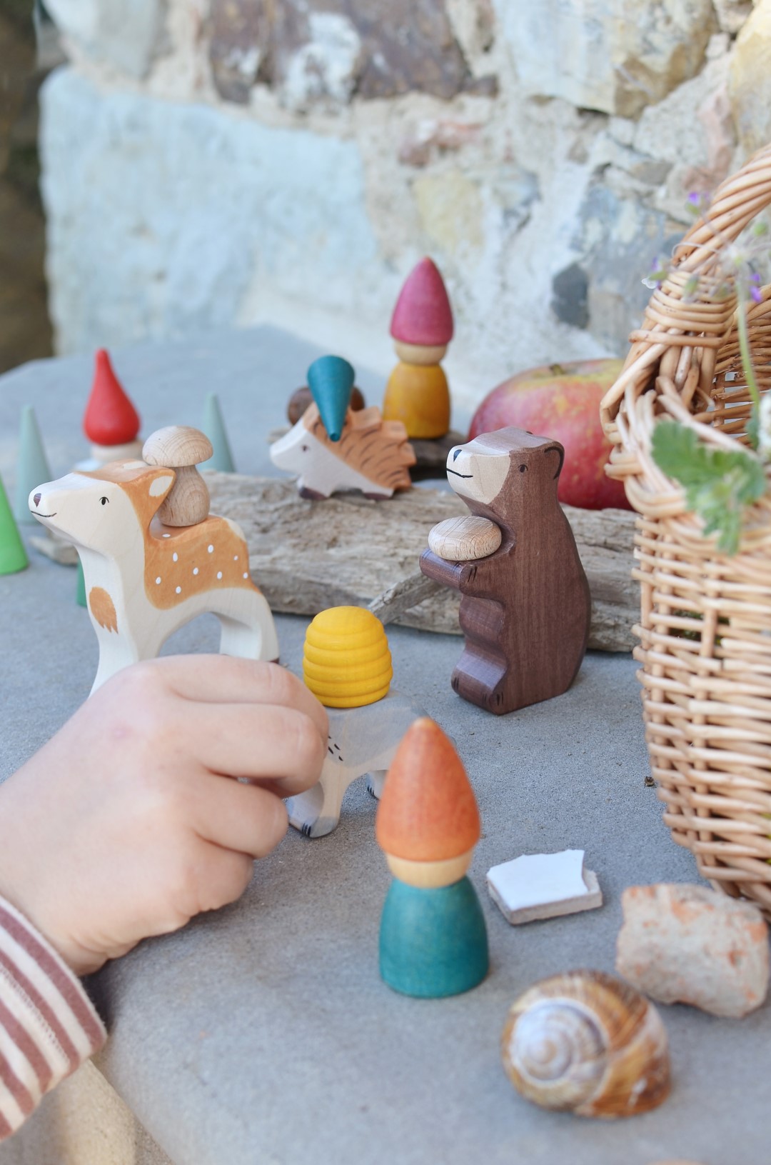 Holztiger Animali del Bosco mini set legno con sacchetto