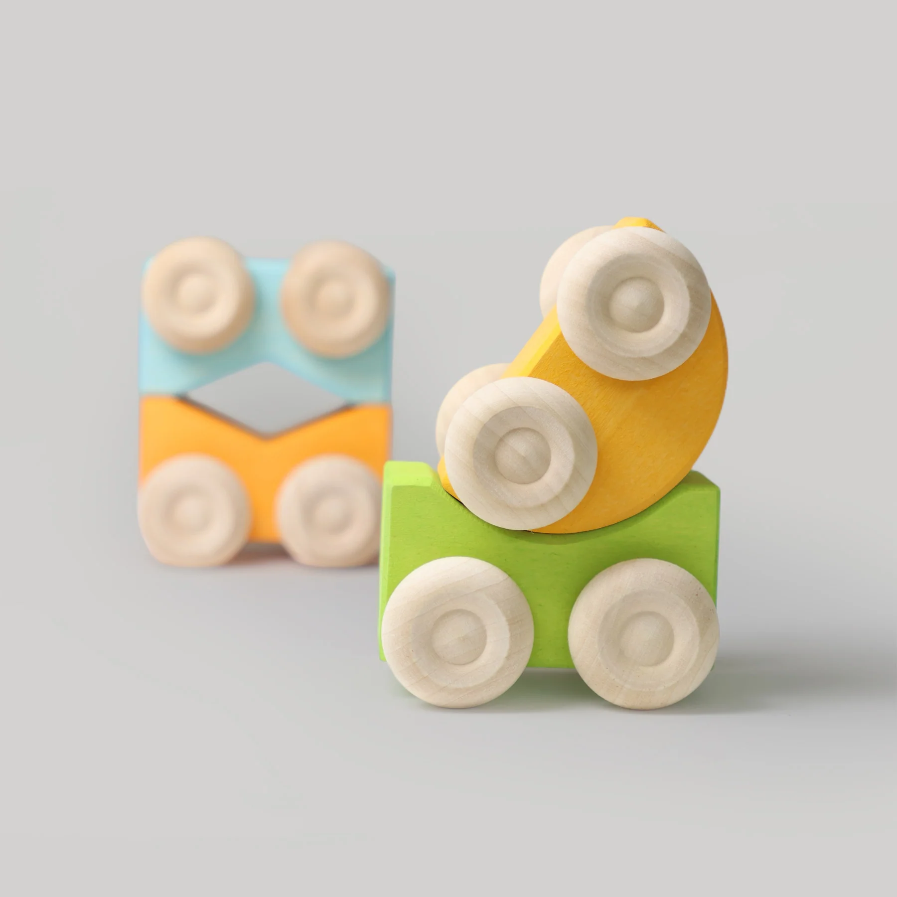 Grimm's Macchinine impilabili set legno giallo 2 pezzi