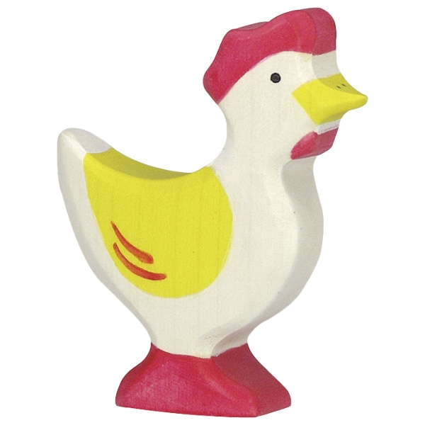 Holztiger Gallina Bianca figura legno dipinta a mano