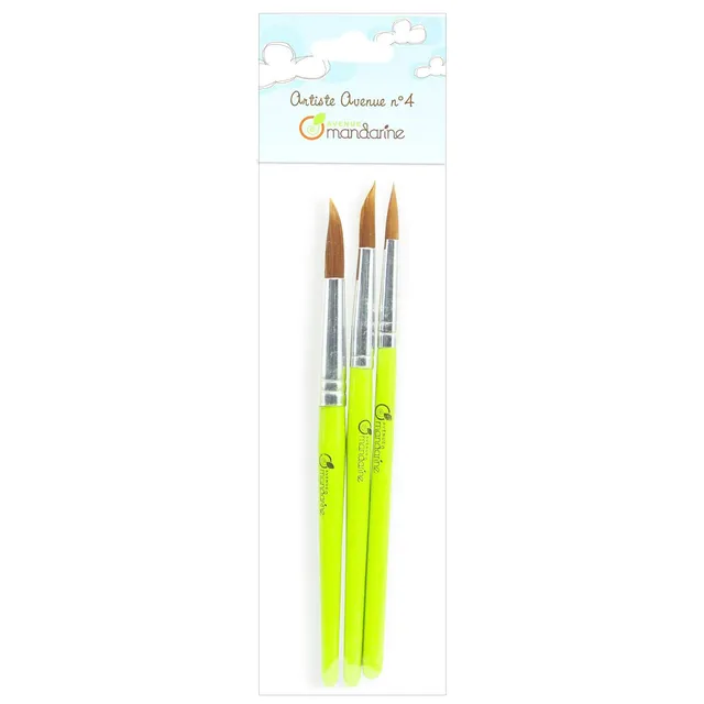 Avenue Mandarine set 3 pennelli punta tonda per bambini