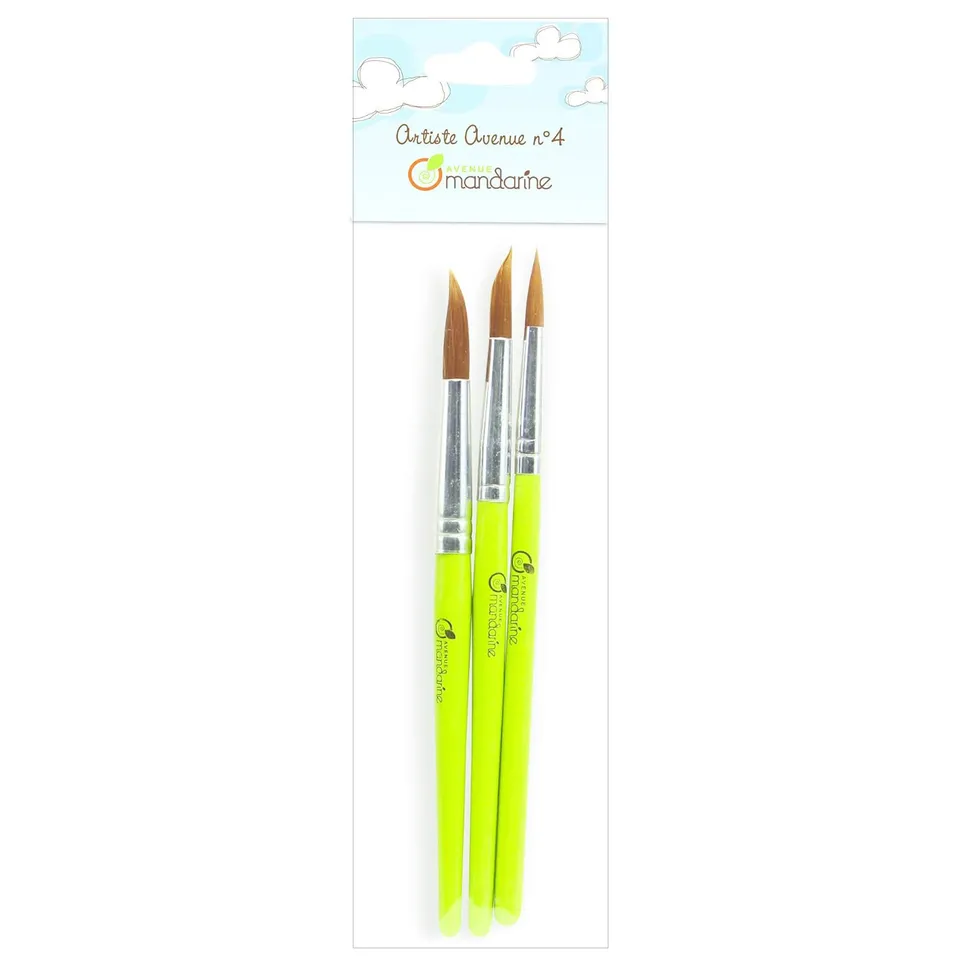 Avenue Mandarine set 3 pennelli punta tonda per bambini
