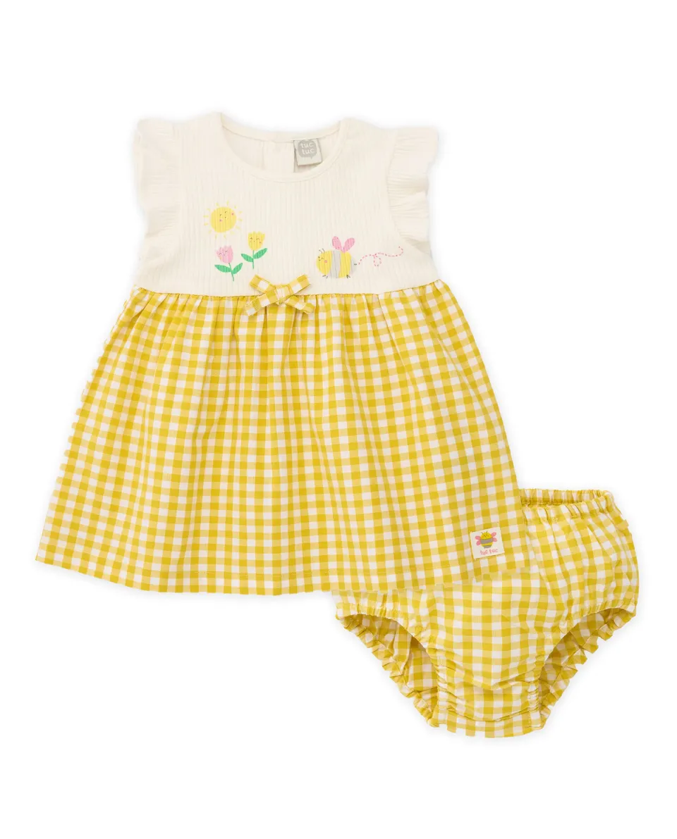 Tuc Tuc vestito neonata giallo quadretti due pezzi