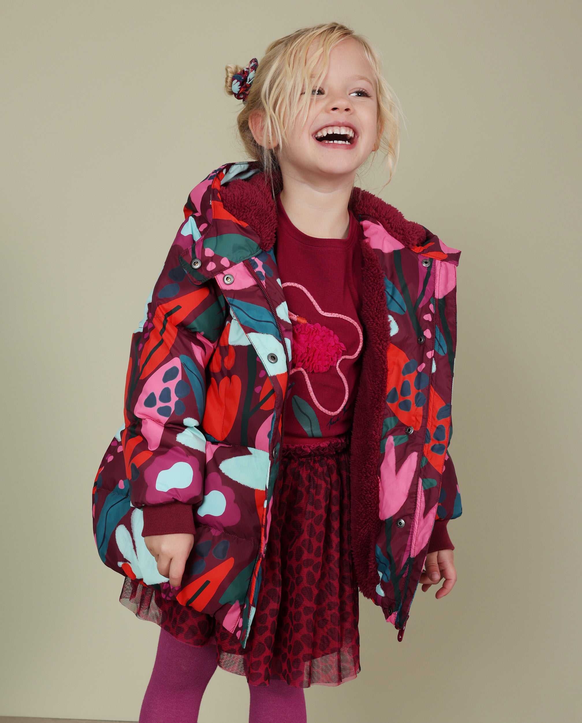 Tuc Tuc Geo-Logic piumino bambina bordeaux con cappuccio