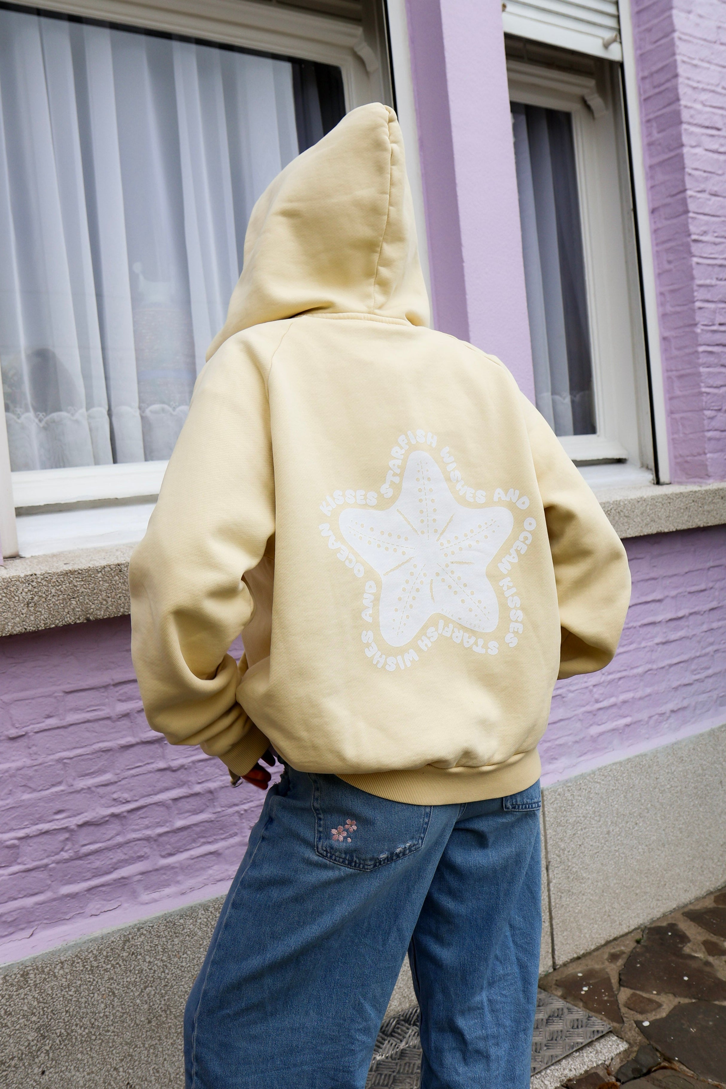 Ella and Rapha Starfish felpa con cappuccio giallo burro cotone