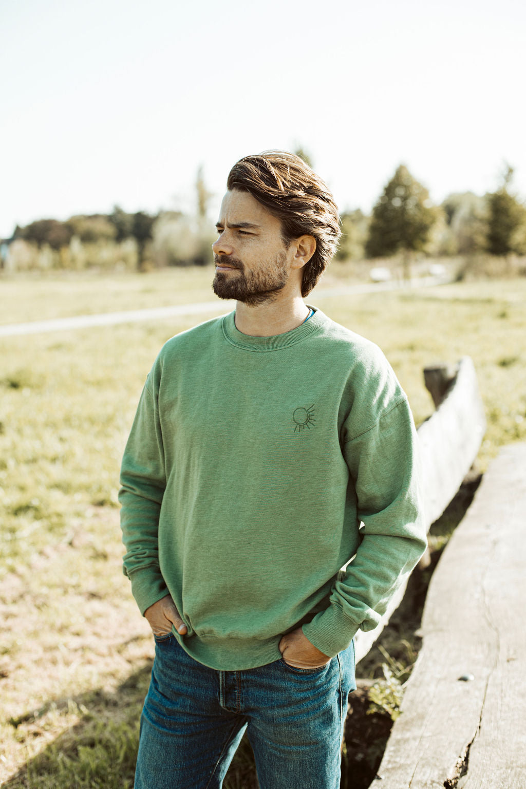 Ella and Rapha Live by the Sun felpa uomo verde loose fit