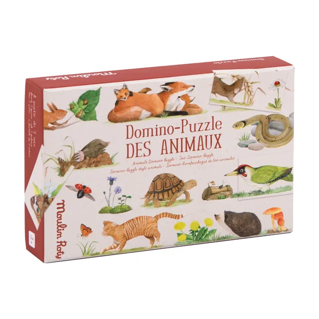 Moulin Roty Le Jardin domino puzzle animali cartone