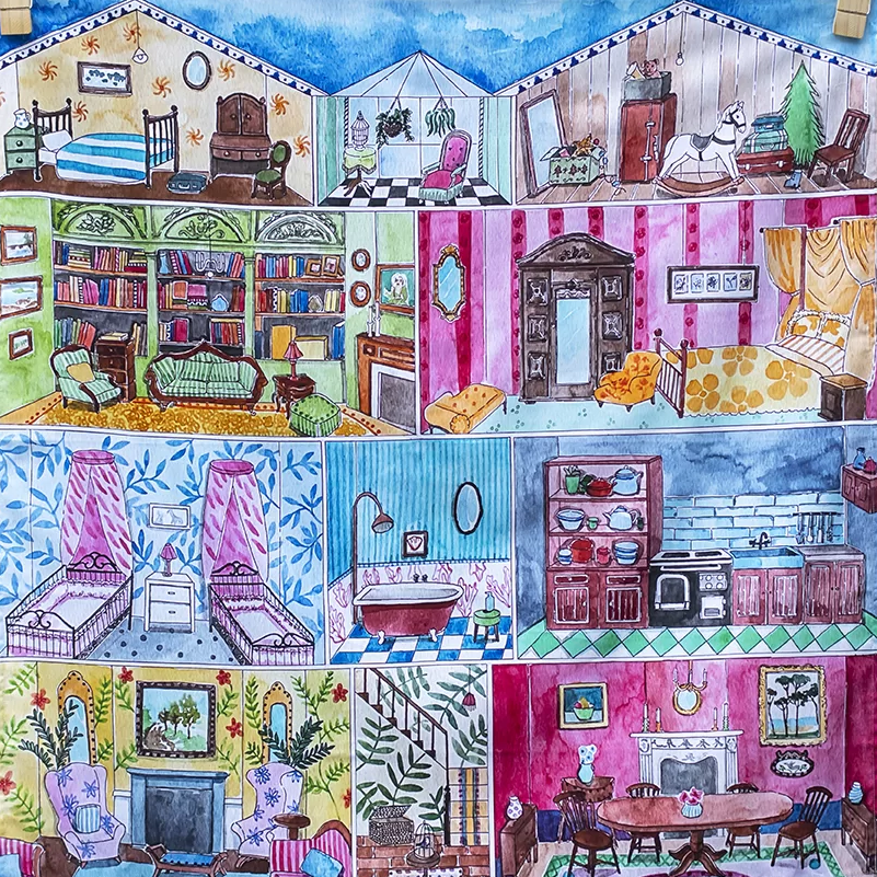 Wonderie Doll House telo gioco cotone bio 100x100 cm
