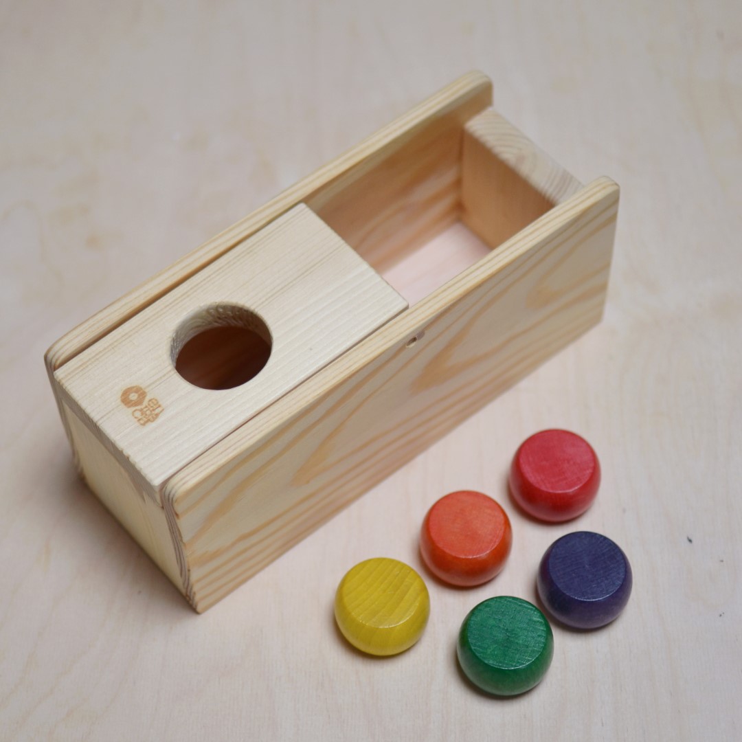Enrosca Montessori scatola imbucare legno 12 mesi