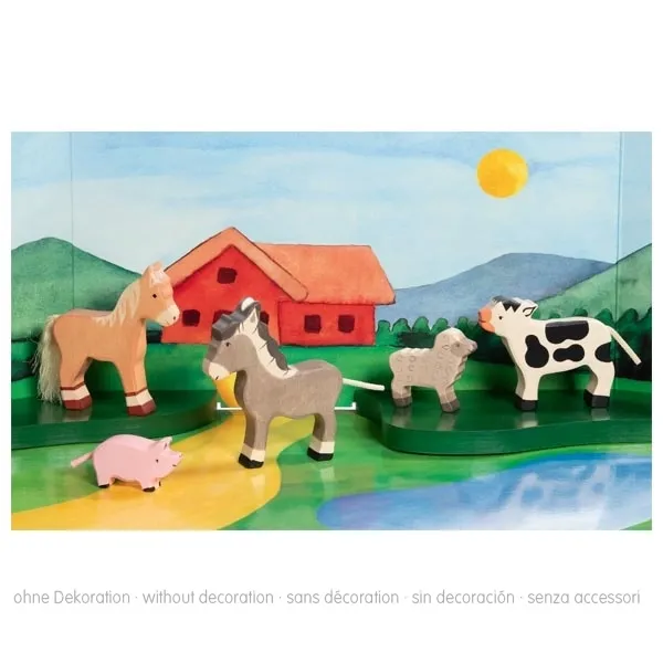 Holztiger Set 5 cuccioli animali fattoria in legno