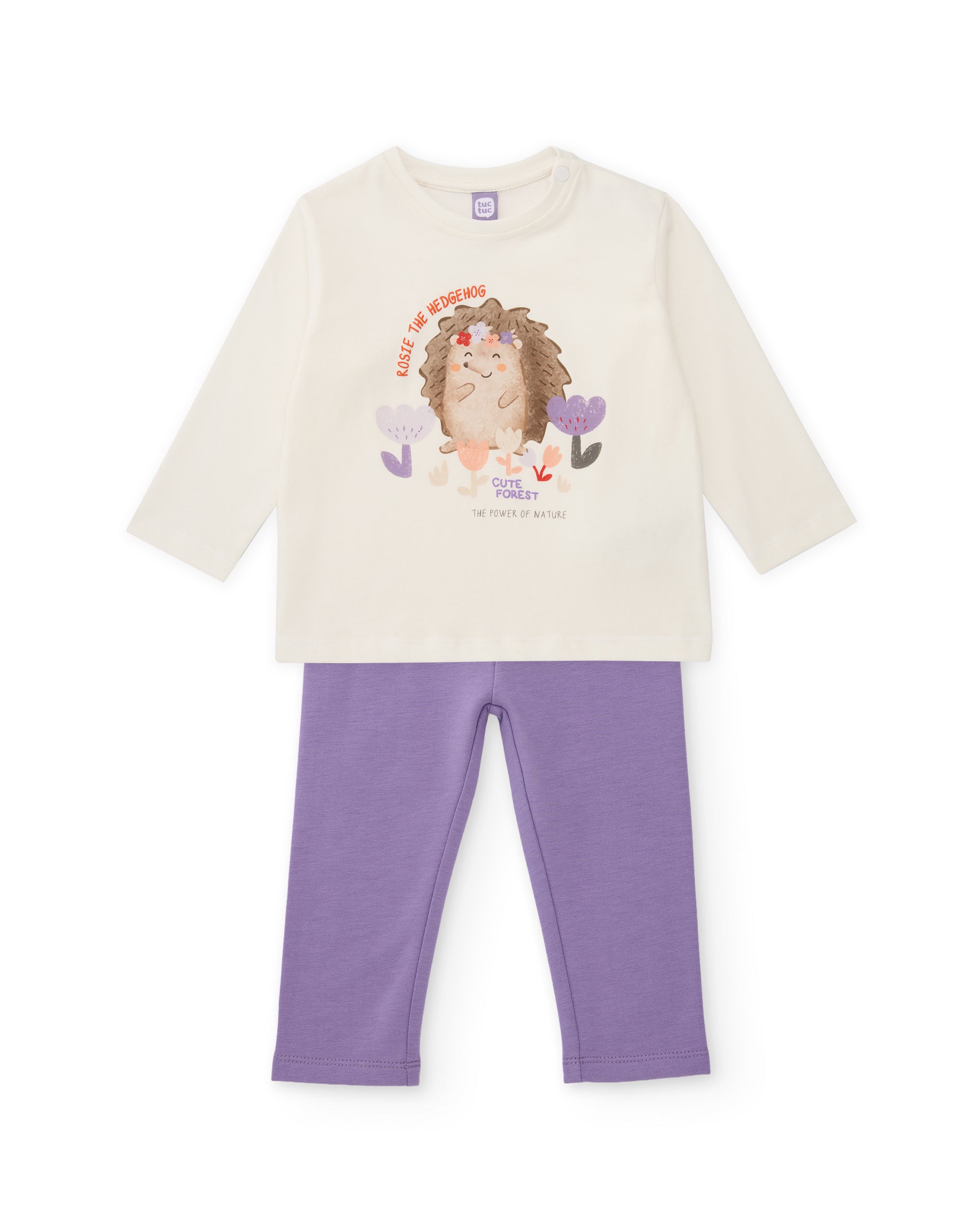 Tuc Tuc Cute Forest completo bambina bianco leggings lilla