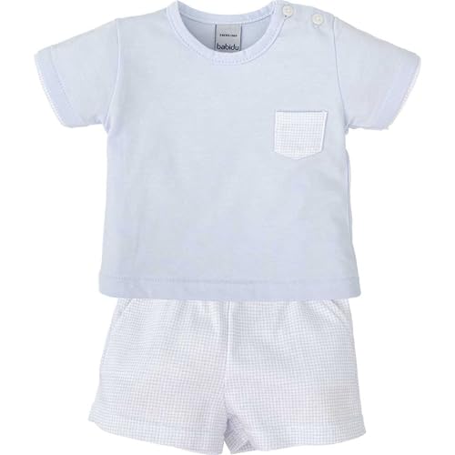Babidu Set Neonato Vichy Corto Azzurro 3 Anni Cotone