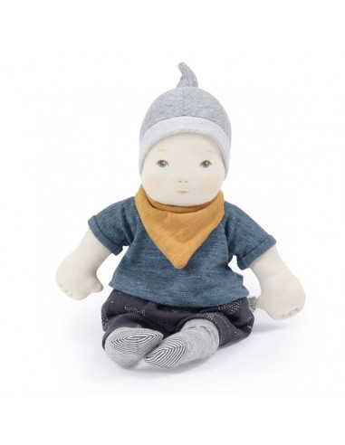 Moulin Roty Bébé Garçon Bambola Stoffa 32 cm Morbida