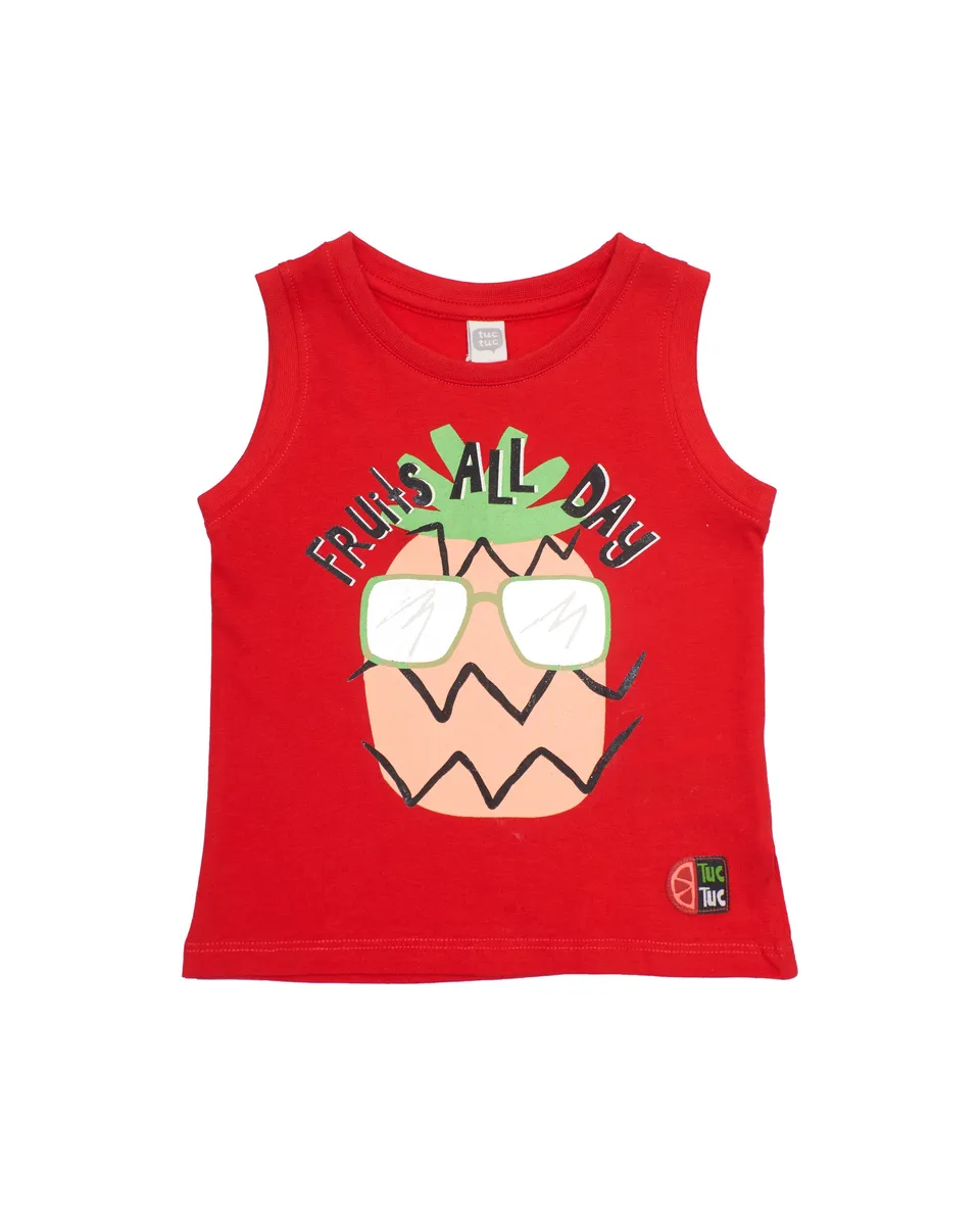 Tuc Tuc canotta bambino rossa ananas smanicata