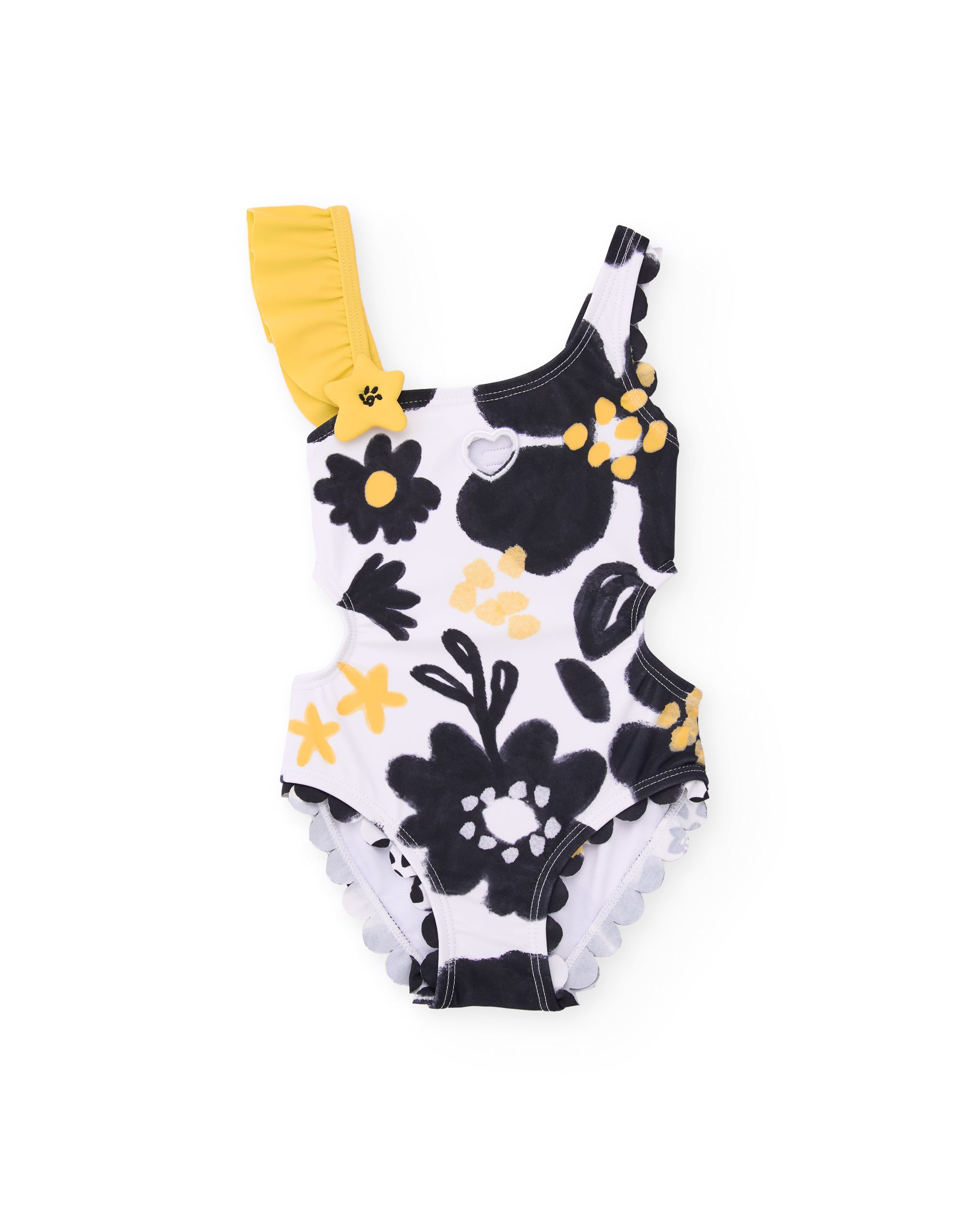 Tuc Tuc costume intero bimba bianco fiori nero