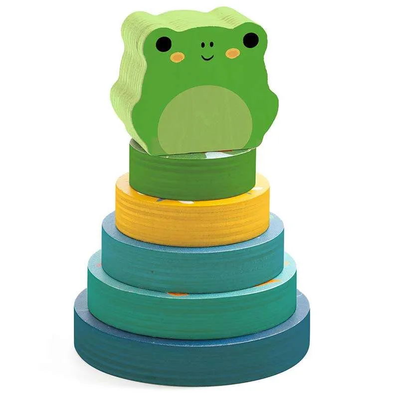 Djeco Frog 2in1 puzzle forme e impilabile legno 12 mesi