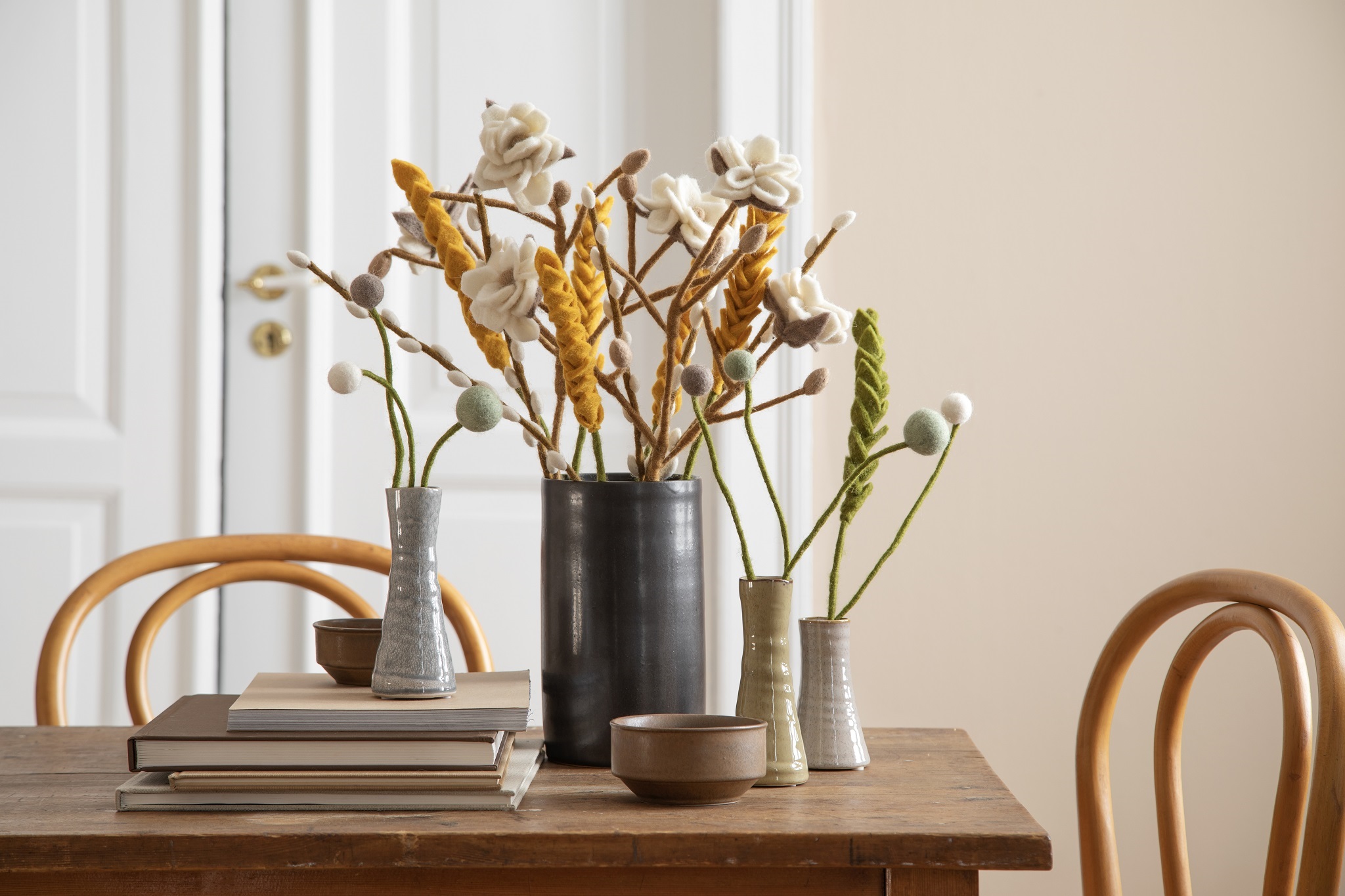 Gry & Sif Ramo Magnolia Bianca ramo decorativo lana 60 cm
