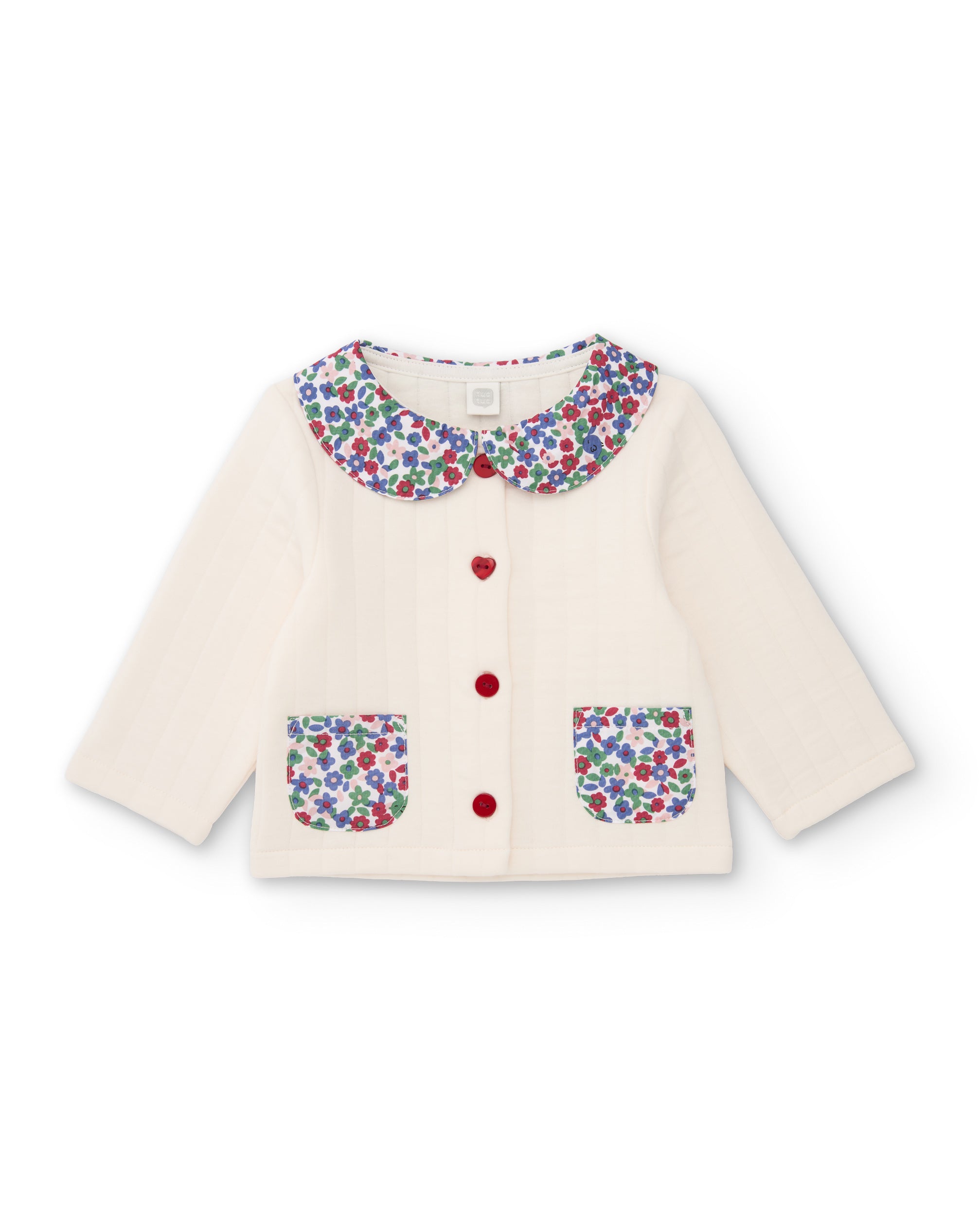 Tuc Tuc cardigan cotone collo fiori ecru