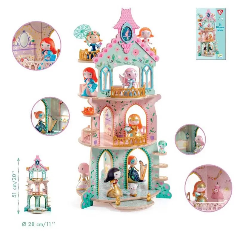 Djeco Arty Toys Princess Tower palazzo in legno 3 ambienti