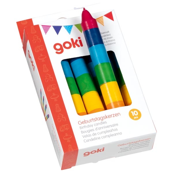 Goki Candele Compleanno Arcobaleno cera 10 pezzi