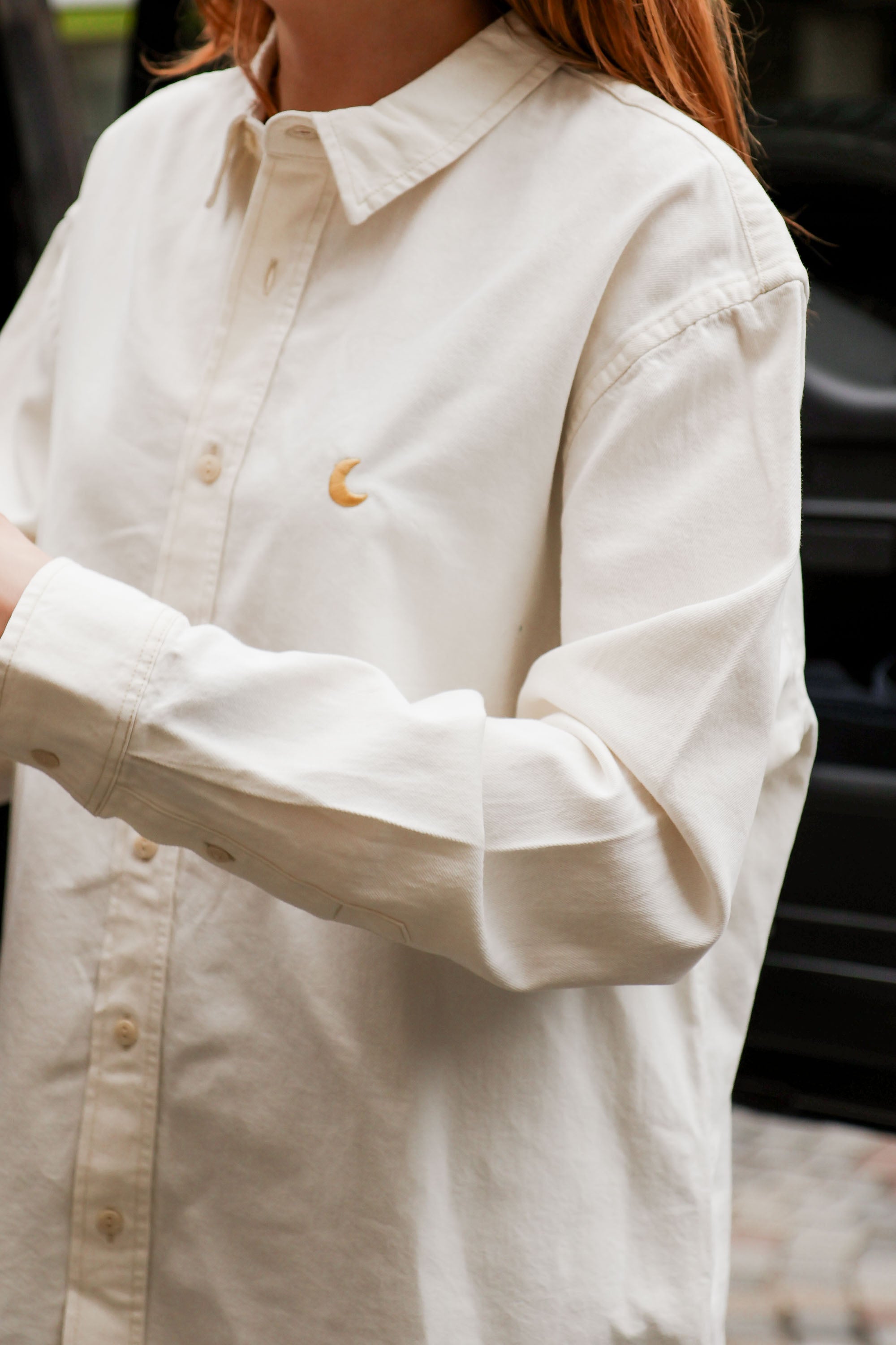 Ella and Rapha Moon camicia worker bianca in cotone