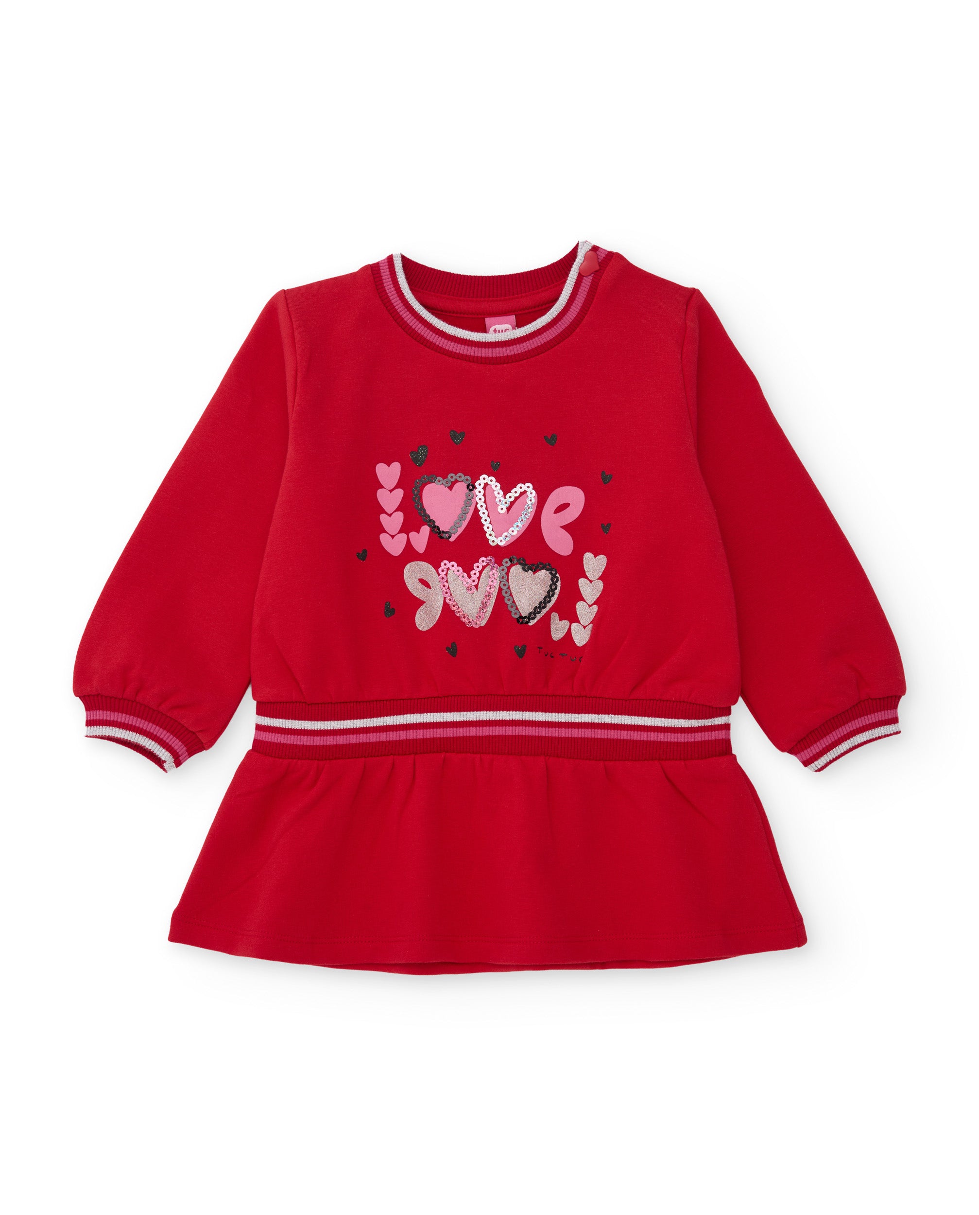 Tuc tuc vestito bambina rosso in pile con volant