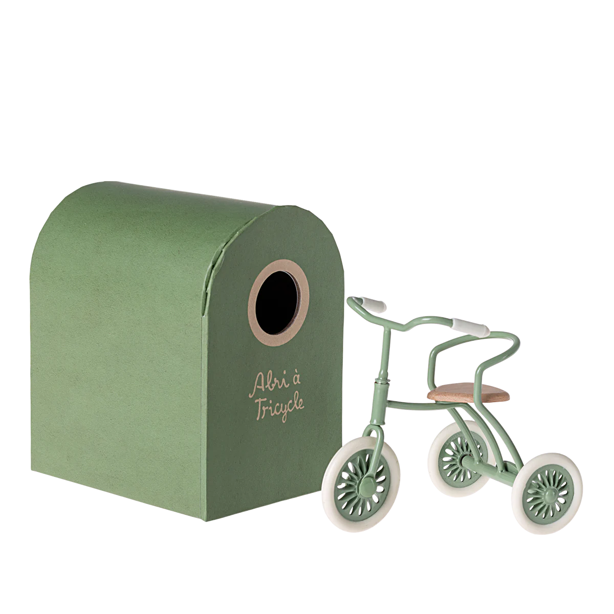 Maileg Abri triciclo topi metallo verde 9 cm