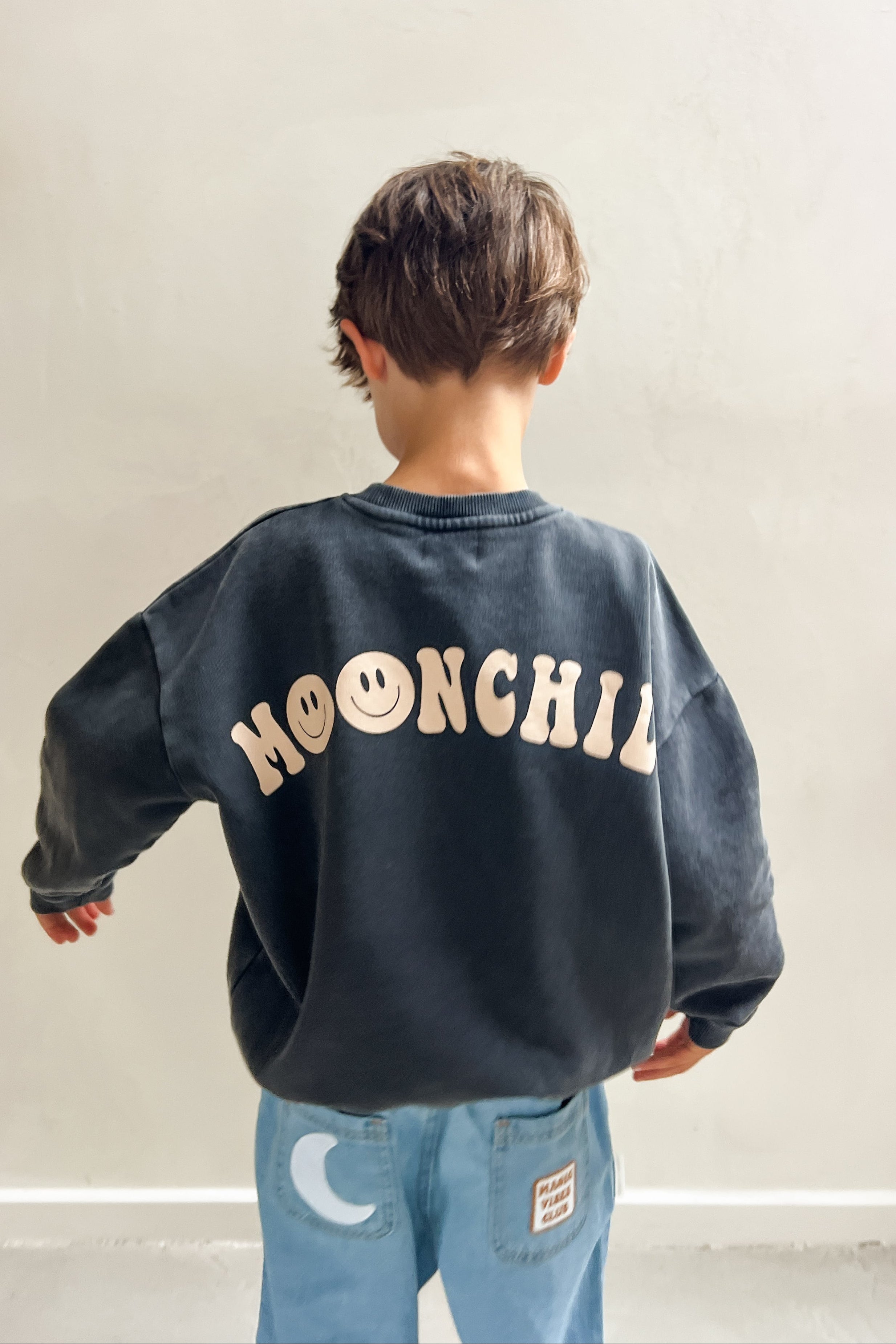 Ella and Rapha Moonchild Little felpa grigia vintage larga cotone