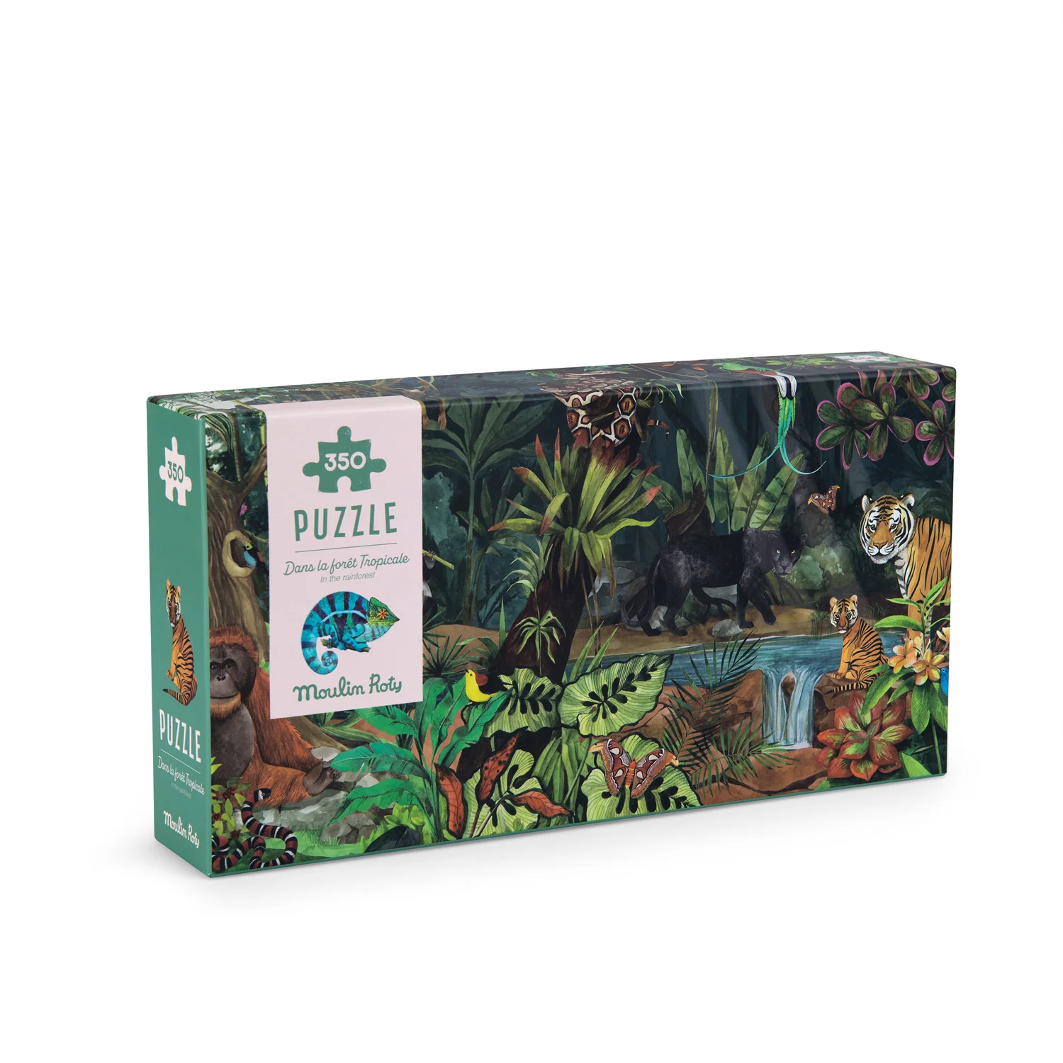 Moulin Roty Tout autour du monde Foresta tropicale puzzle 350 pezzi con poster