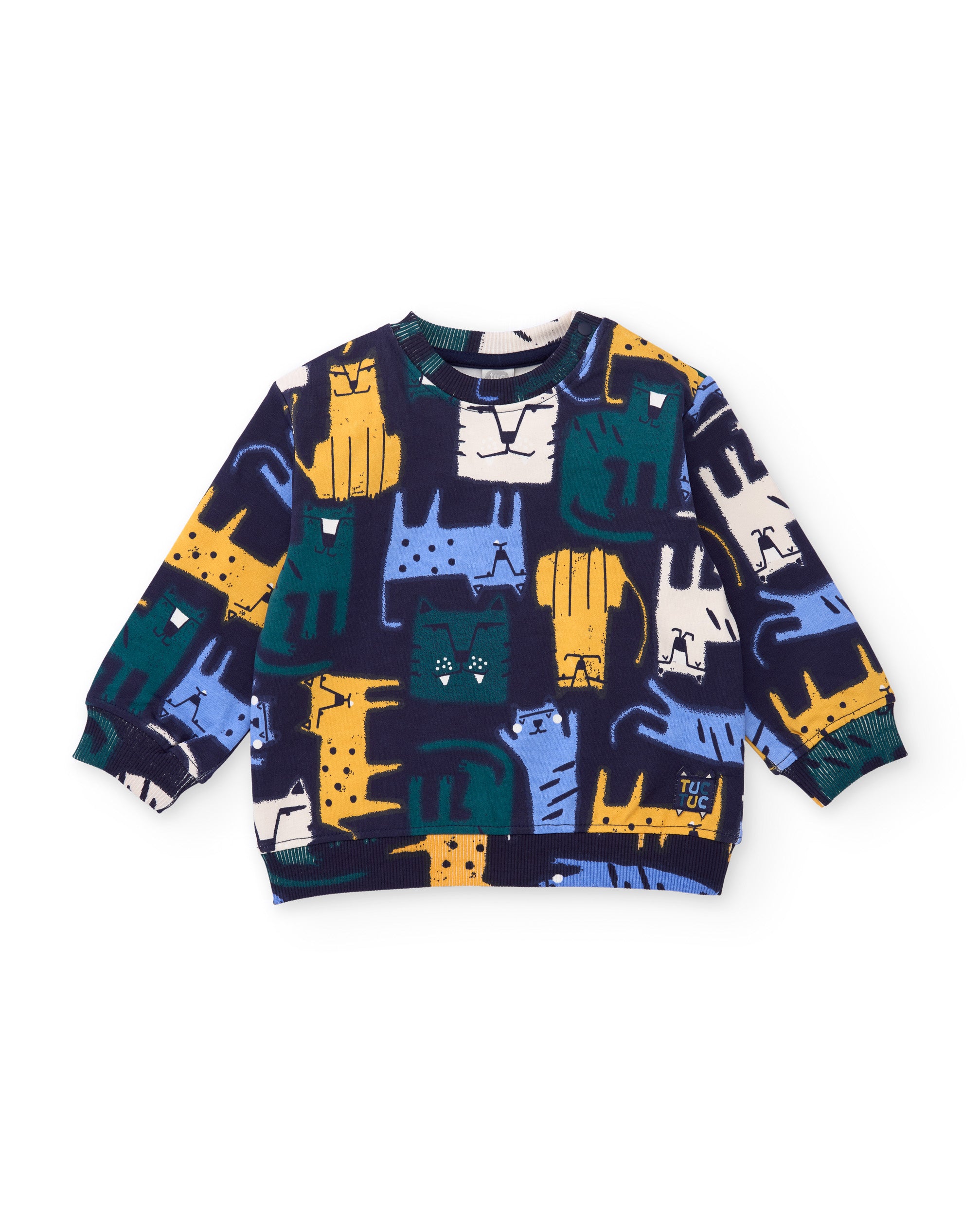 Tuc Tuc felpa pile bimbo blu navy stampa tigre