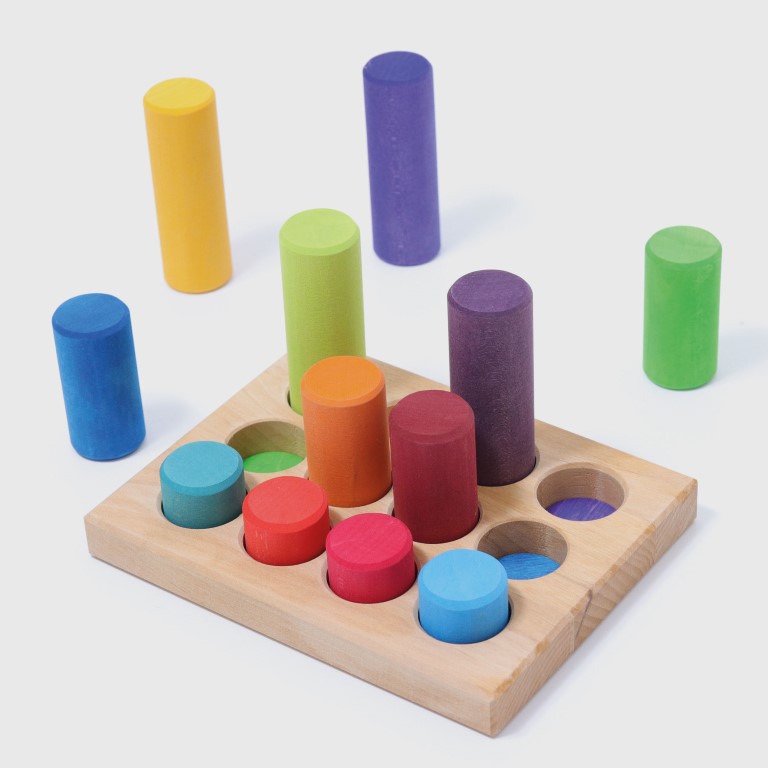 Grimm's Cilindri colori primari gioco legno 12 pezzi