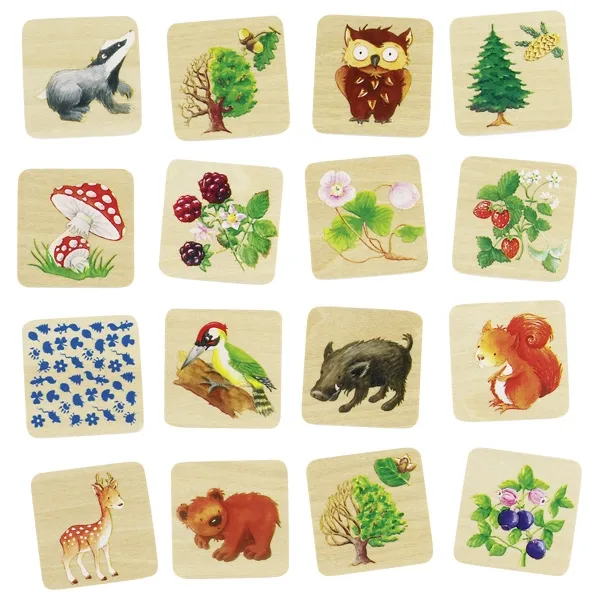 Goki Memory Animali del Bosco gioco legno tessere 5 cm