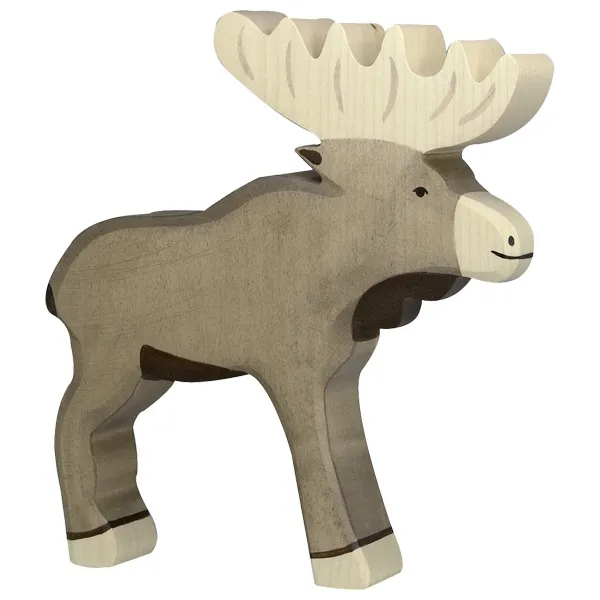 Holztiger Alce figura in legno massello dipinta a mano