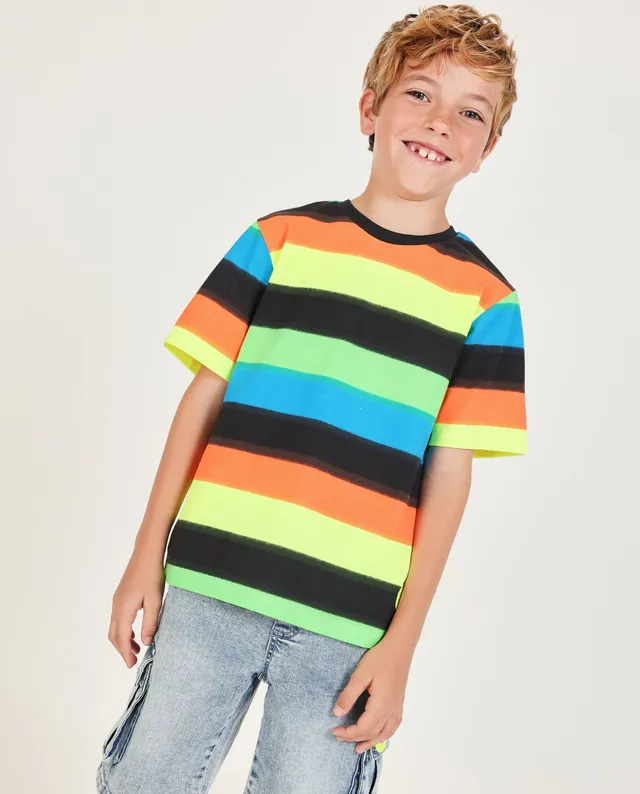 Tuc Tuc maglietta bambino nera a righe multicolore