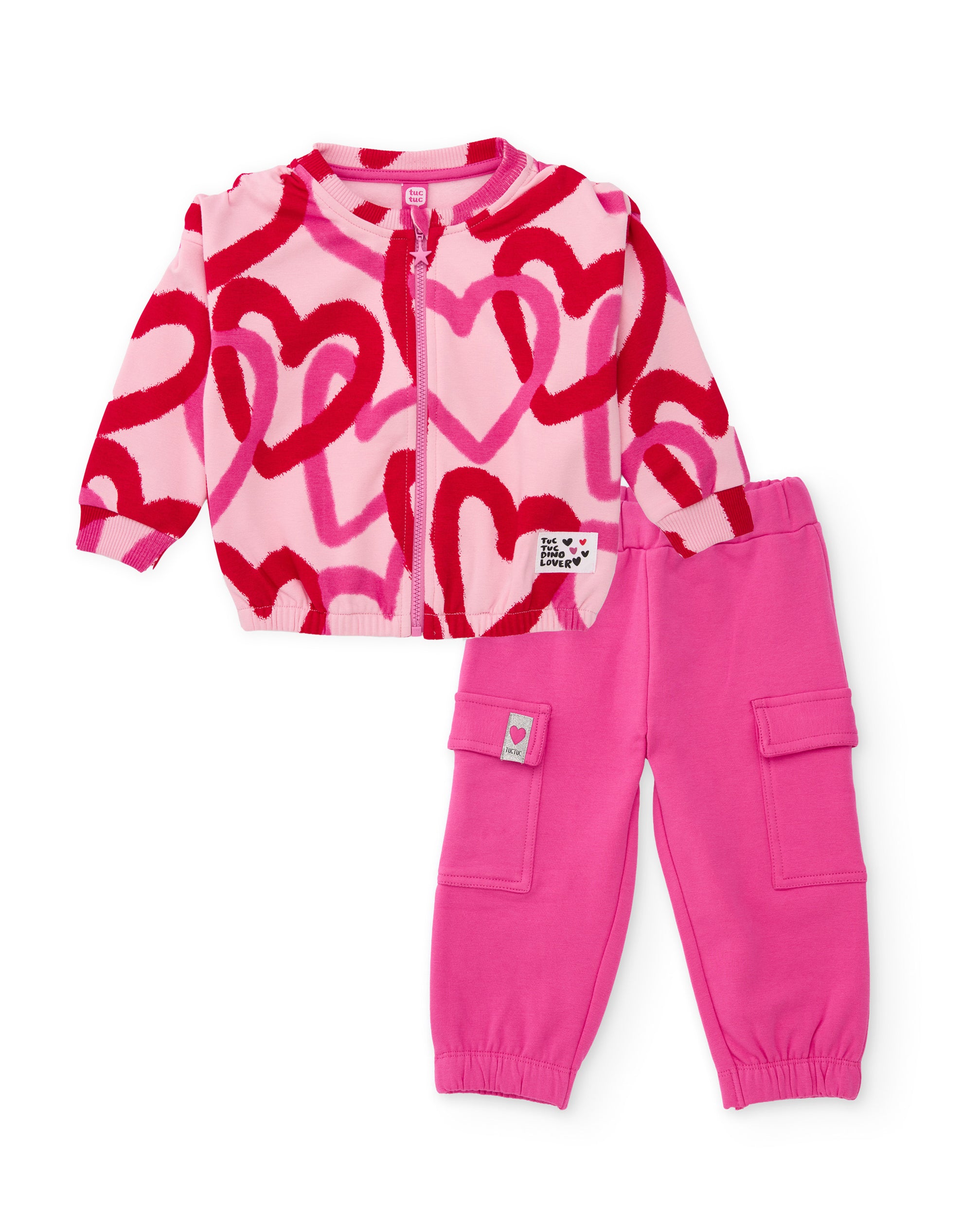 Tuc Tuc Dino Roll completo felpa rosa cuore