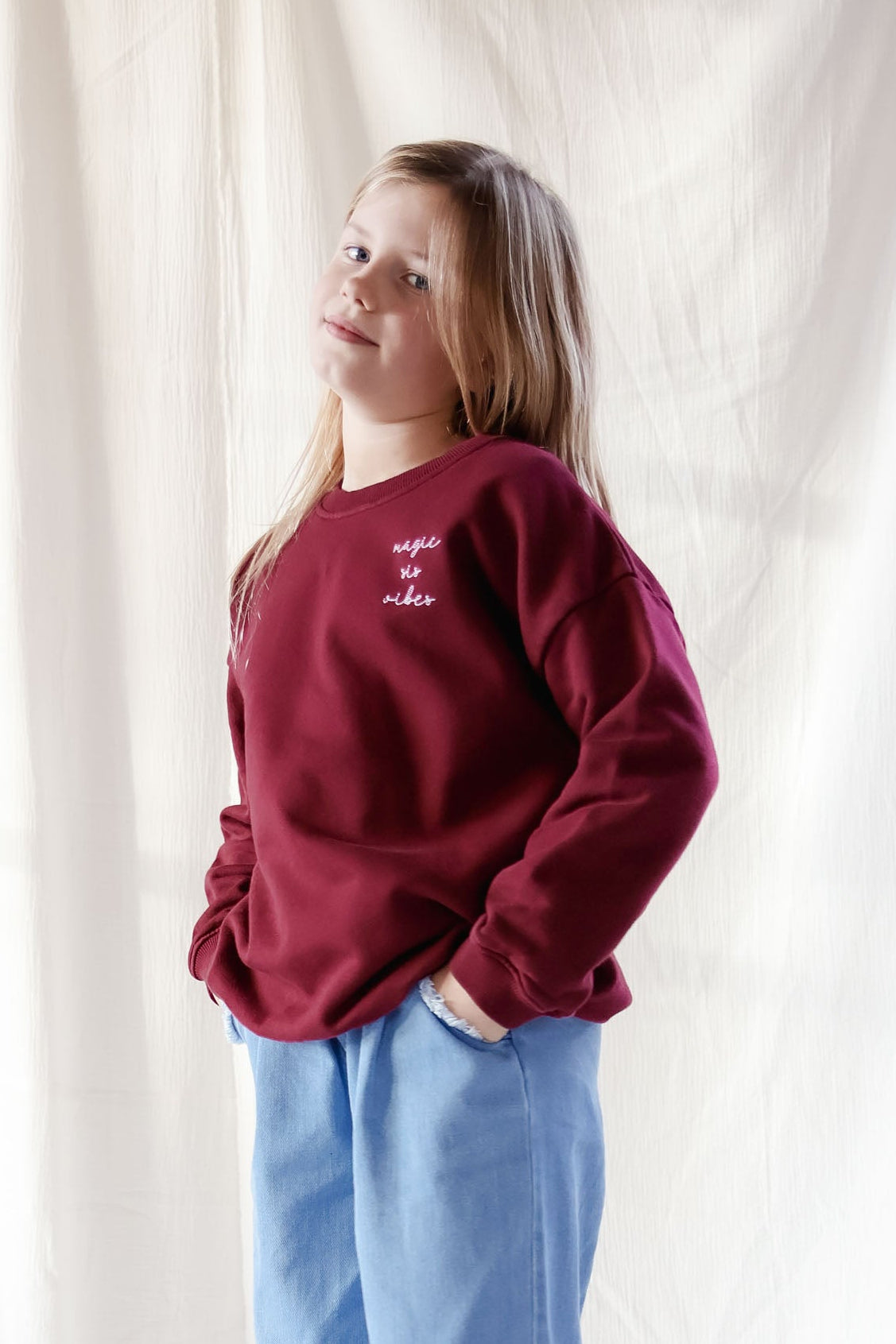 Ella and Rapha Sis felpa bambina bordeaux in cotone