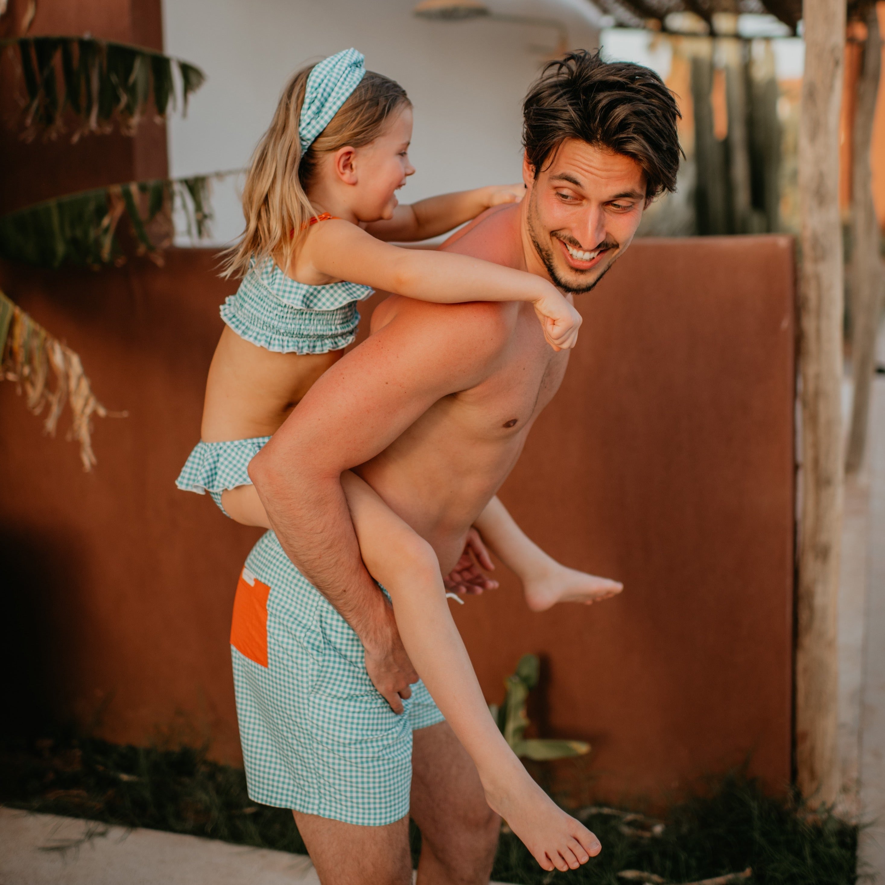 Ella and Rapha Vichy Green nastro capelli verde adulti UPF 50+