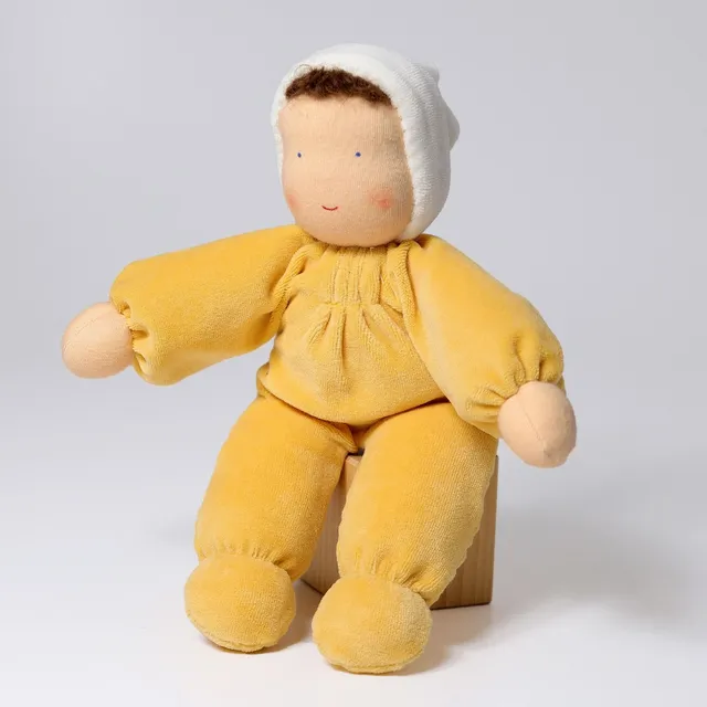 Grimm's Baby Bambola Waldorf Gialla 30 cm Cotone Nascita