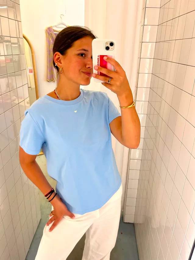 Ella and Rapha Heart Classic Fit t-shirt donna azzurra