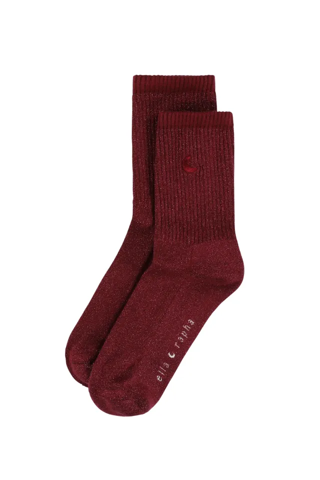 Ella and Rapha Moon calzini donna bordeaux glitter 37-41