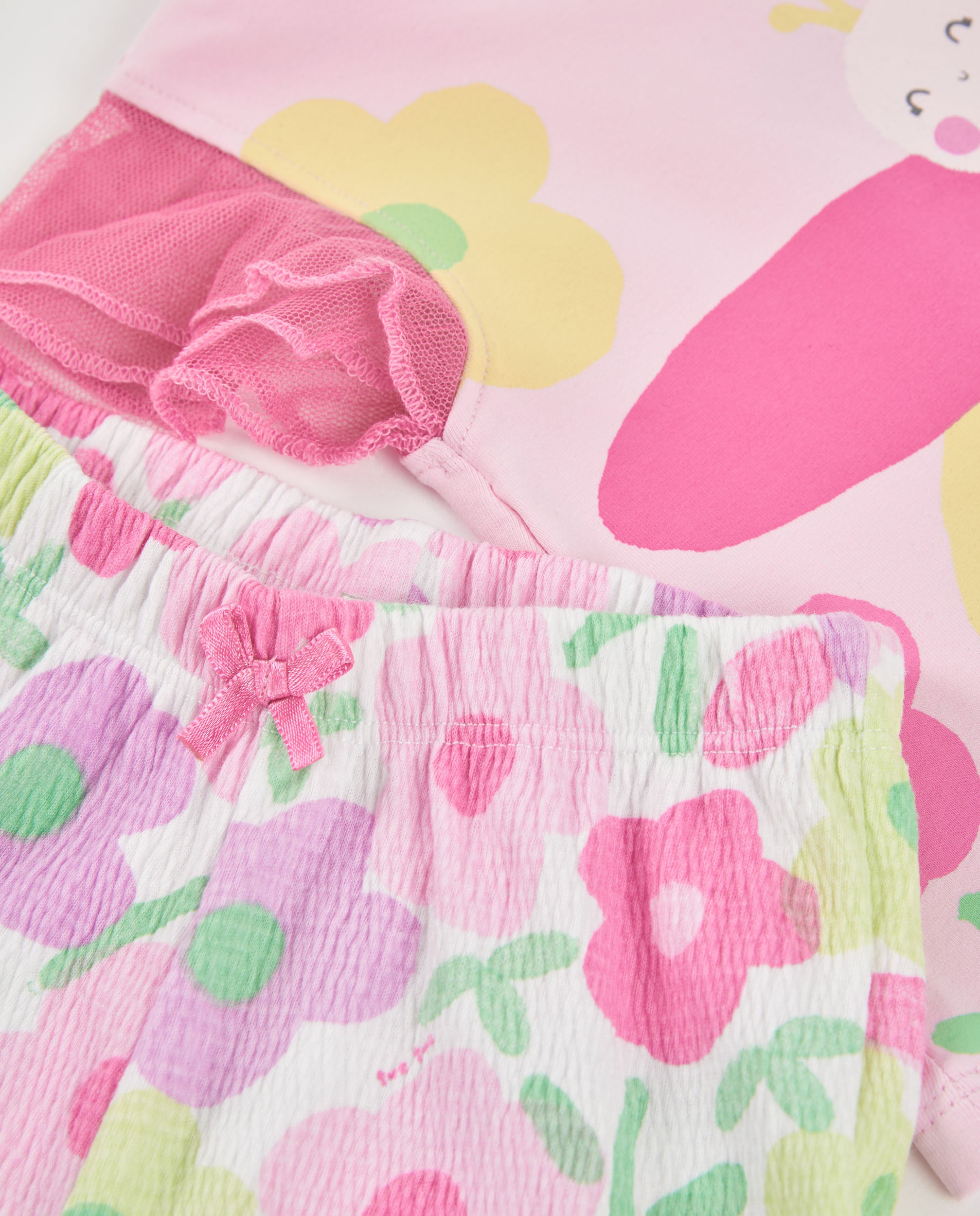 Tuc Tuc completo neonata rosa fiori maniche tulle