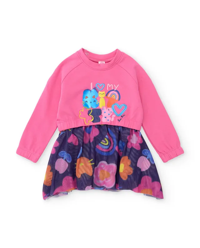 Tuc tuc Meow Meow vestito bambina rosa in pile