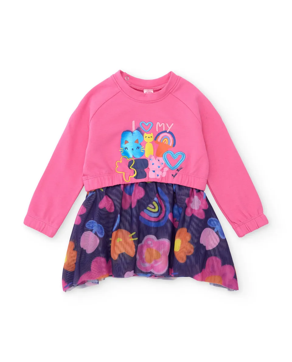 Tuc tuc Meow Meow vestito bambina rosa in pile