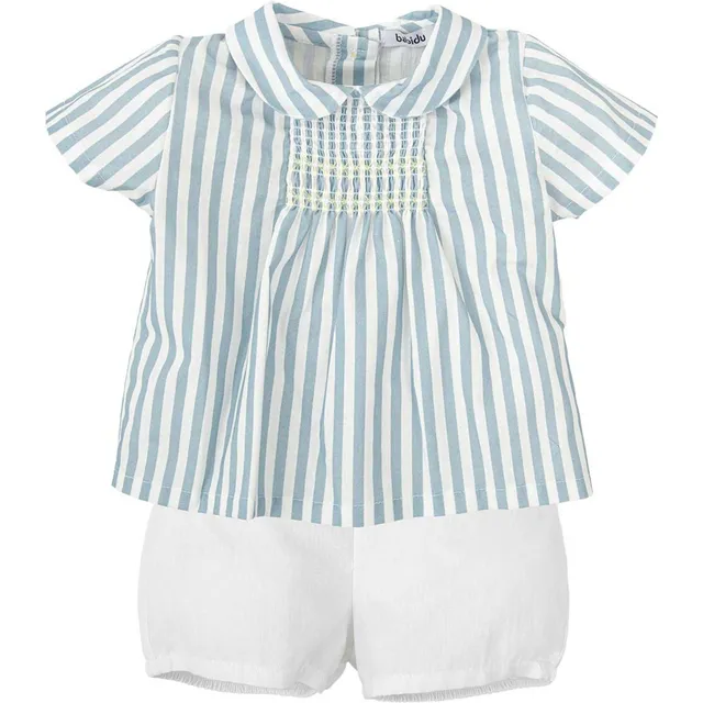Babidu set camicia a righe e pantaloncino bianco 3 anni in cotone