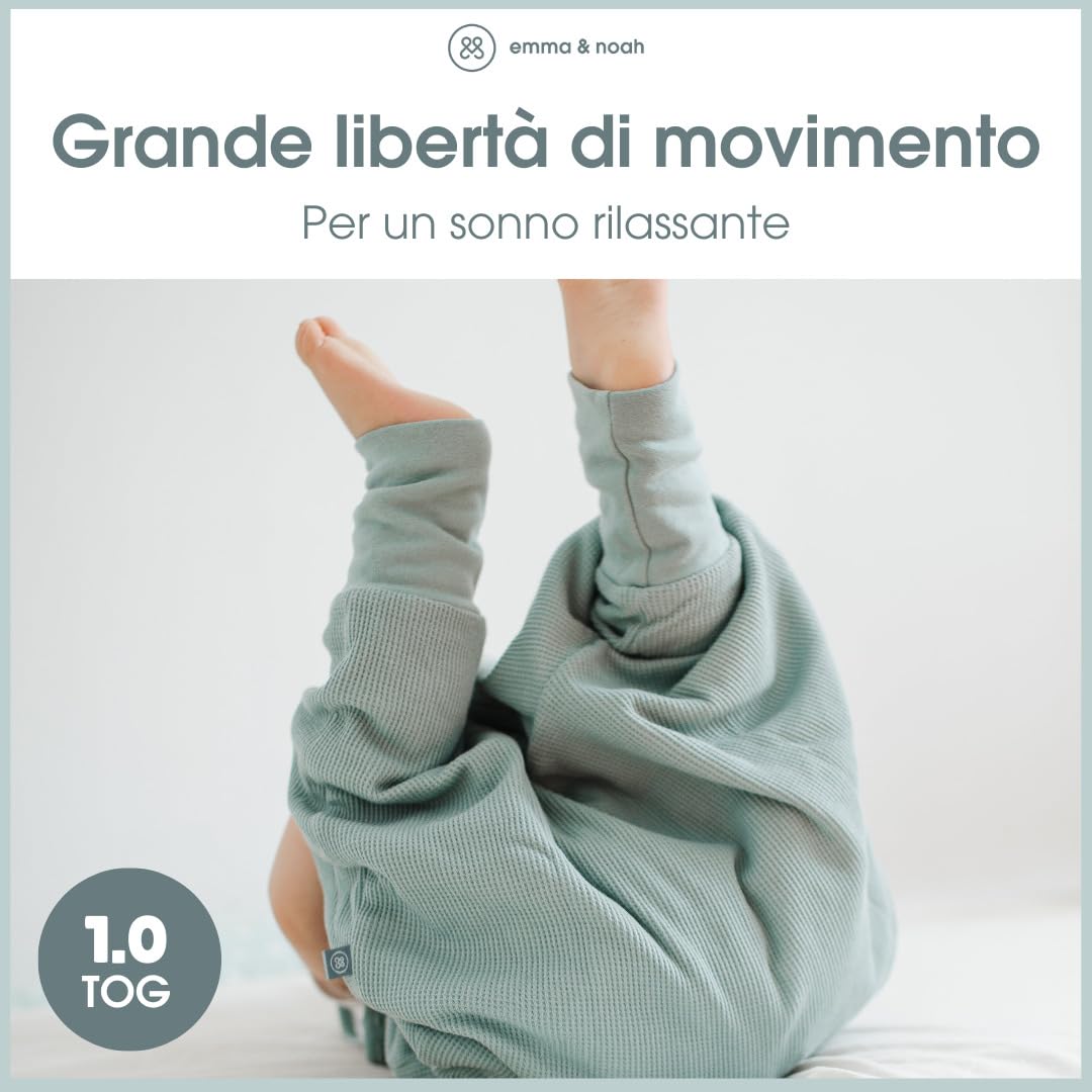 emma & noah punti menta sacco nanna con piedi 90 cm cotone bio